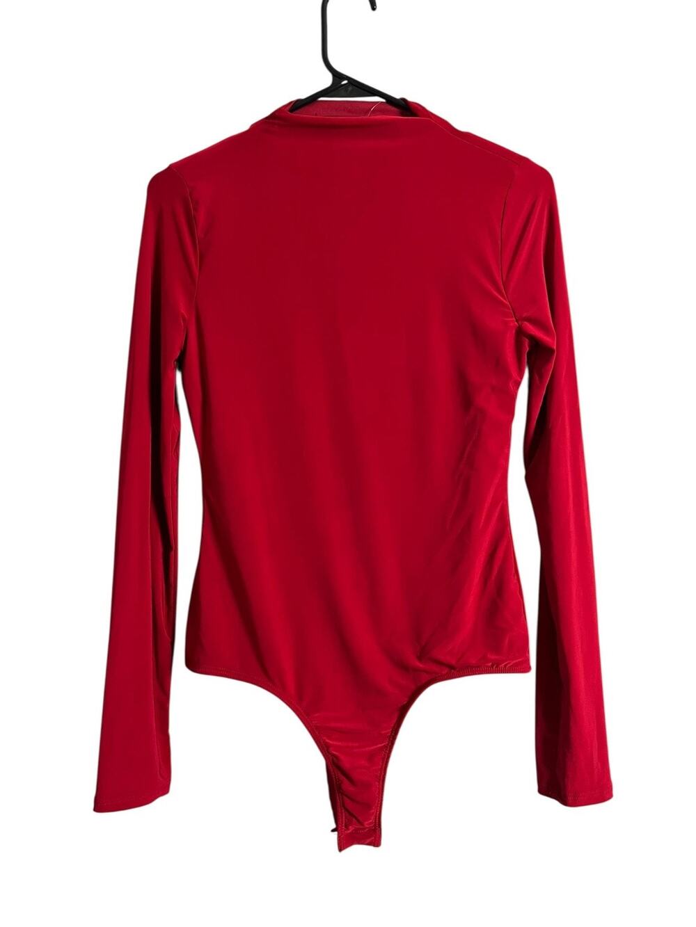 2 SAINTS Bodysuit Womens Medium Red Long Sleeve Stretch Jersey Solid One Piece